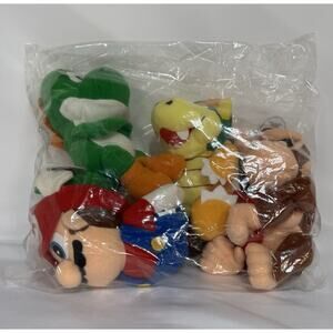 Vintage 6" Plush Nintendo N64 BeanBag Figures Set of 4 Mario Yoshi Bowser NEW